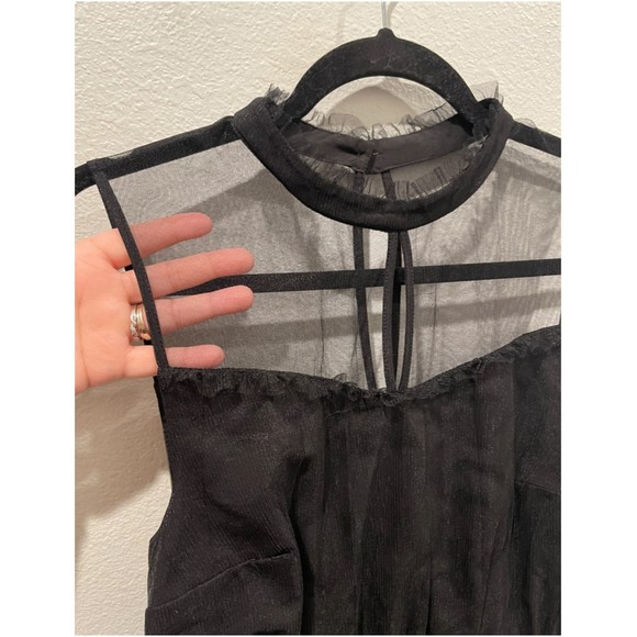 MODCLOTH Tulle Embroidered Sleeveless Rose Black Midi Dress - Picture 5 of 10